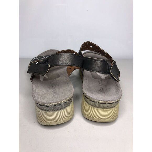 Flexus Spring Step Anatomic Black Leather Rhinestone Strap Sandals Women 8US/39 - Picture 7 of 14